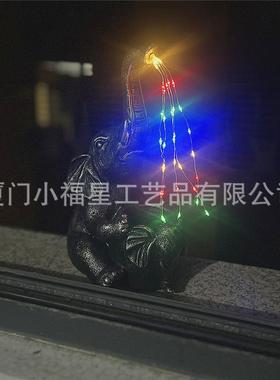 新品母子象水灯带太阳能流多肉花盆四彩色户外花园庭院装饰灯