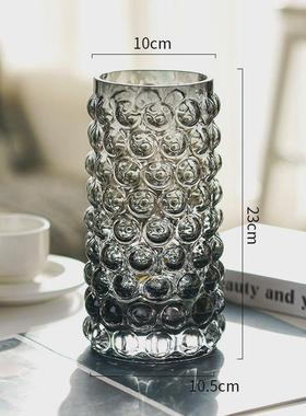 ins北欧水珠玻璃花瓶泡泡透明色样板间客厅餐桌软装轻奢摆件花器