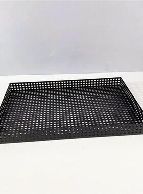 现代简约镂空托盘长方形茶盘客厅茶几黑色金属装饰摆件软装饰品