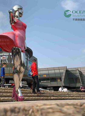 人物镜面不锈钢雕塑定制户外小品园林景观广场雕塑商场美陈摆件