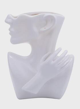 北欧风创意人像花瓶展示架家居装饰礼品商务样板间插花器皿摆件