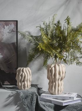 陶瓷花瓶侘寂风软装饰品奶油风样板房摆件干花插花花器家居装饰