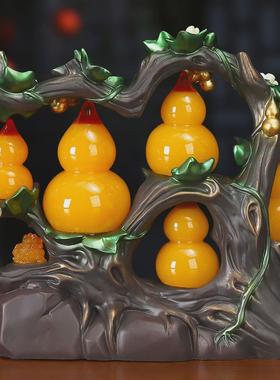 热销新款上市装饰品色树脂五福招财葫芦摆件创意家居客厅博古架蜜