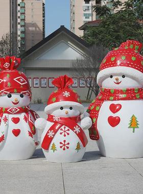 圣诞及商场美陈装饰道具玻璃钢雕塑卡通雕塑摆件雪人模型落地工艺