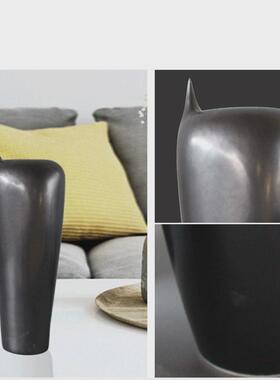 热销现代简约新中式客厅玄关隔断柜酒店几何插花黑色展厅陶瓷花瓶