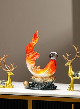 年年有余桌面摆件创意高级感家居展示架锦鲤鱼装饰品乔迁礼物小众