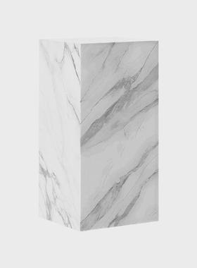 白色石墩展台摆件客厅售楼部艺术装饰品展示台商场大理石雕塑底座