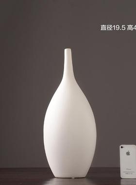 现代简约白色细口陶瓷花瓶摆件干花插花器中式创意客厅家居装饰品