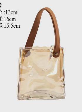 网红水养玻璃包包花瓶手提篮摆件创意轻奢客厅原色插花鱼缸装饰品