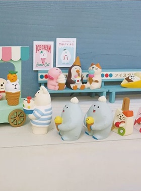 日式猫ZAKKA雪猫冷饮店夏日雪糕冰淇淋车ins桌面装饰摆件