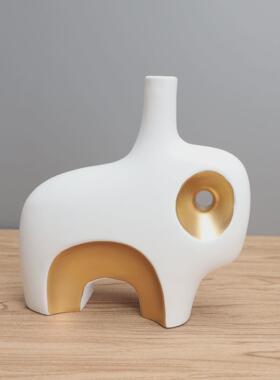 欧式艺术小象花器树脂摆件样板房电视柜家居玄关客厅装饰工艺品