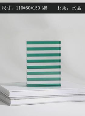 现代简约欧式轻奢创意水晶条纹方块摆件饰品售楼处软装样板房摆设