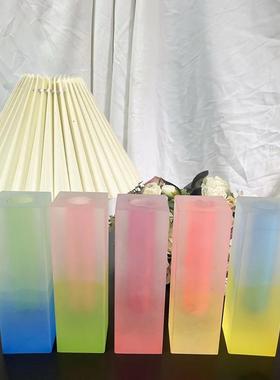 热卖花器拼色北欧ins亚克力花瓶方柱玻璃气泡创意可插干花可水培