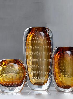 热销碧轩酒店摆件林霞蜂窝厚底透明玻璃花瓶点点花瓶设计新款家居