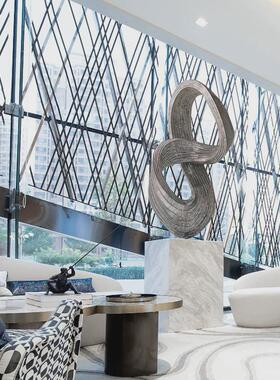 大型户外园林景观金属小品酒店大堂落地不锈钢飘带创意雕塑摆件