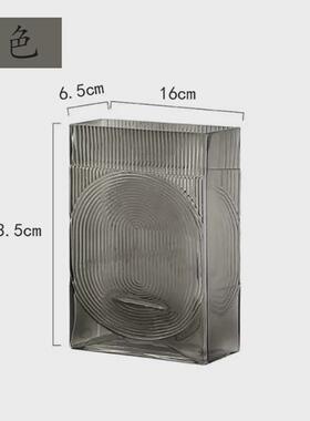 创意轻奢简约网红玻璃花瓶方形竖条水养玫瑰装饰摆件客厅家居欧式