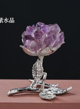 天然白水晶簇花摆件白水晶单晶体diy花树跨境家居装饰工艺品摆设