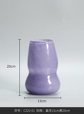 bestwest玉质葫芦形大肚玻璃花瓶摆件家居设计师装饰品水培花瓶