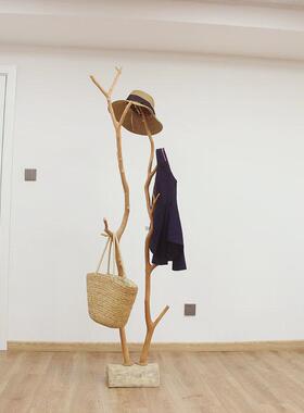 天然干树枝衣帽架北欧简约装饰树去皮树服装店挂衣架室内装饰摆件