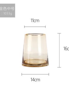 视远北欧轻奢金边玻璃花瓶高级感酒店批发创意插花装饰样板间摆件