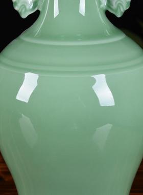 景德镇陶瓷影青釉花瓶仿古新中式博古架玄关装饰品摆件家居工艺品
