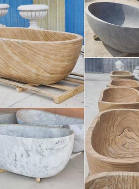 石雕浴盆室内石材洗澡盆家用欧式浴池厂家大理石浴盆浴缸摆件