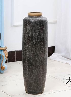 景德镇粗陶客厅落地做旧大花瓶摆件插花瓶子家居陶瓷陶罐装饰摆件
