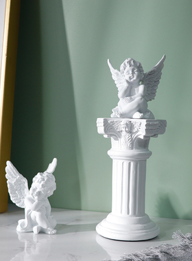 可爱小天使桌面摆件法式奶油风罗马柱蜡烛台装饰拍照场景布置道具