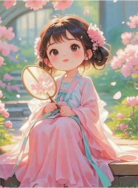 治愈系汉服小萌娃与蝴蝶