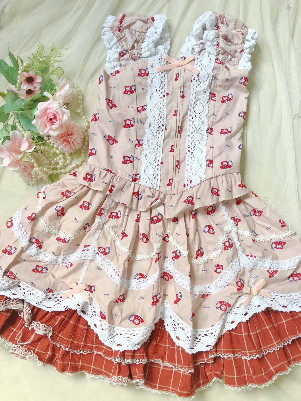 【大花页面半裙】少女感vintage仿中古风SK半身裙LOLITA洛丽塔lo - 图0