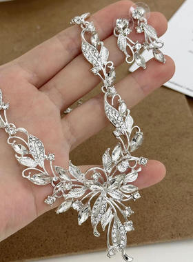 B.treasure银色水滴项链小众饰品中古饰品Vintage复古镶钻项链