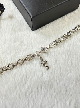 源头厂家925银手链 克罗芯 椭圆环字母十字架手链 复古时尚OL手链