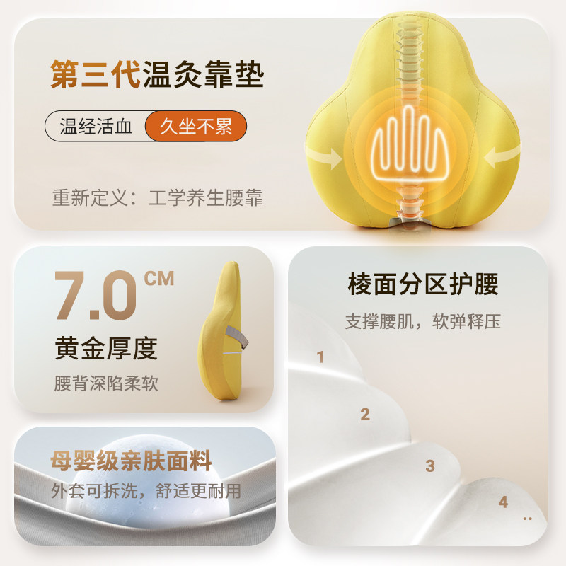 座椅靠垫护腰部支撑办公室椅子靠背垫人体工学软腰椎工位久坐神器,淘宝优惠券,粉丝福利购,淘宝优惠卷