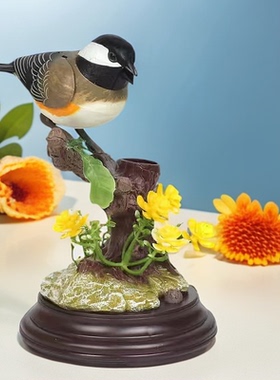 仿真声控小鸟摆件办公室桌面创意美丽小鸟会叫会动家居客厅摆件