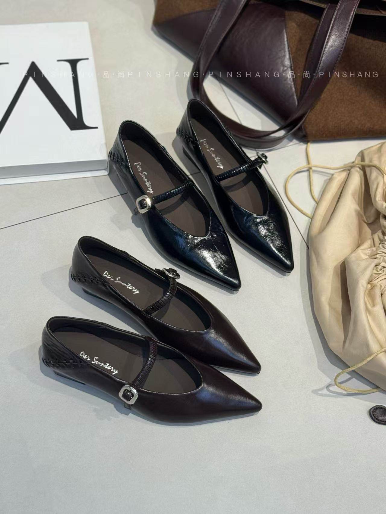 2026新款真皮尖头浅口单鞋女低跟鞋软皮橡胶软底舒适百搭通勤,淘宝优惠券,粉丝福利购,淘宝优惠卷