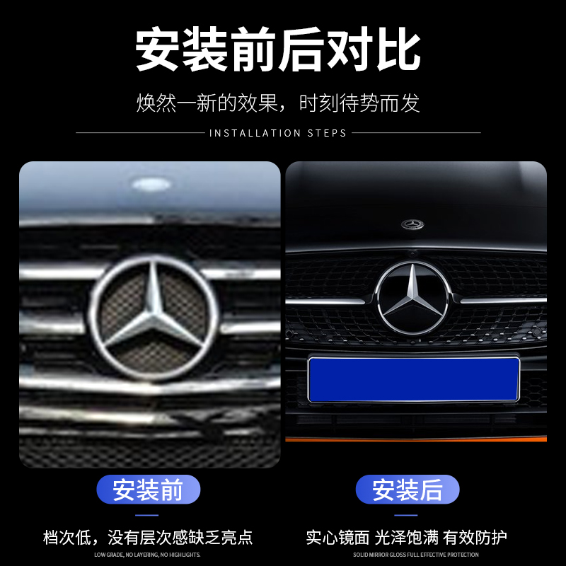 奔驰新C级E级GLE GLS GLA CLA MLGL GLK GLC A级改装镜面中网大标 - 图1