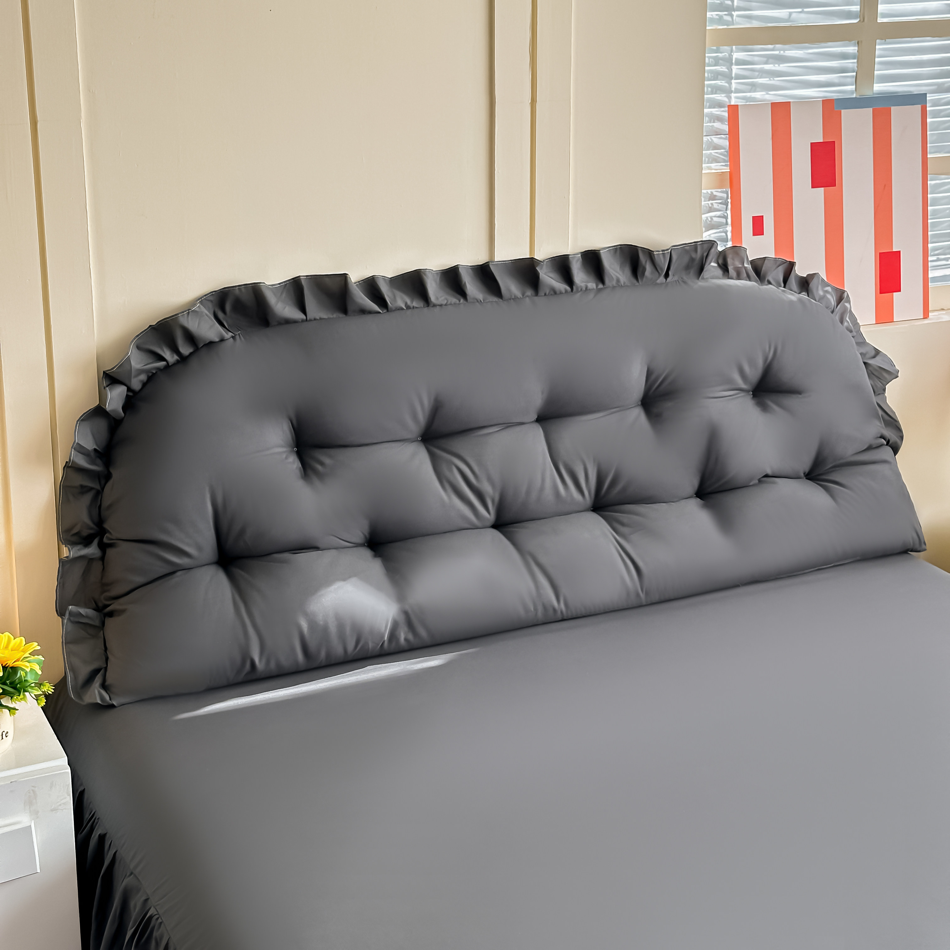 韩式ins公主风软包床头靠垫荷叶边装饰床头板舒适卧室家居靠枕,淘宝优惠券,粉丝福利购,淘宝优惠卷