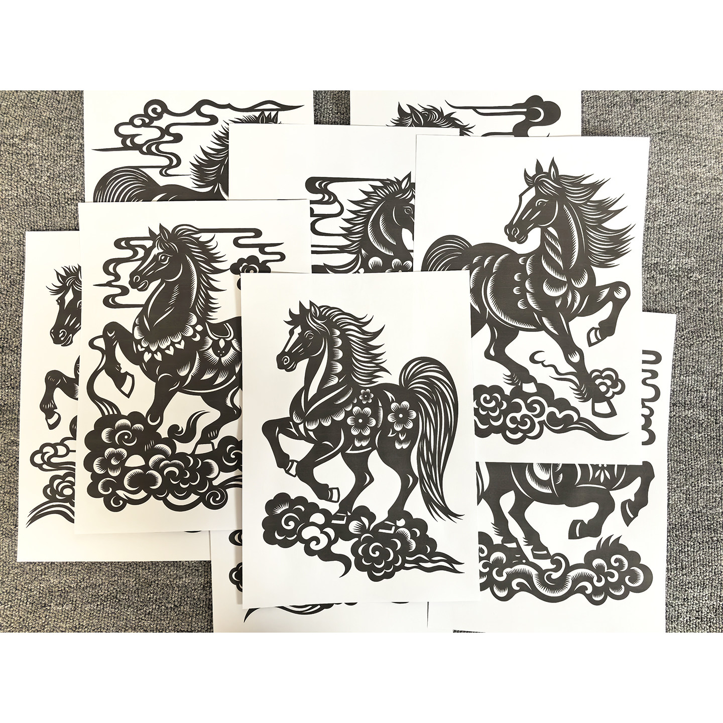 马年剪纸图样9张马踏祥云手工刻纸底稿图案春节窗花图样打印底稿,淘宝优惠券,粉丝福利购,淘宝优惠卷