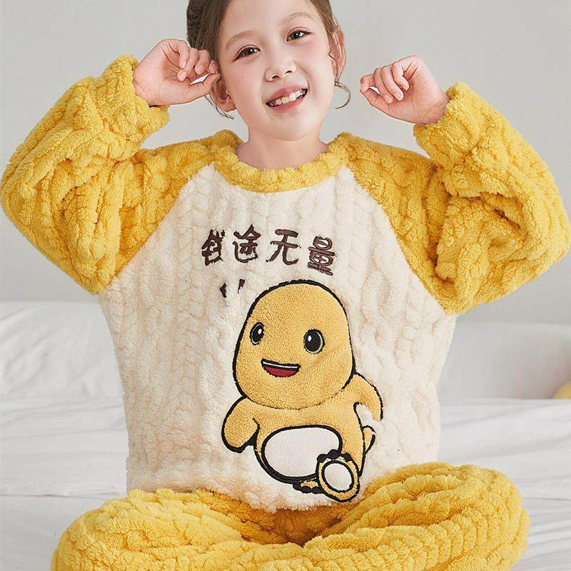 女童睡衣秋冬季珊瑚绒加厚少女母女法兰绒2025新款儿童家居服套装,淘宝优惠券,粉丝福利购,淘宝优惠卷