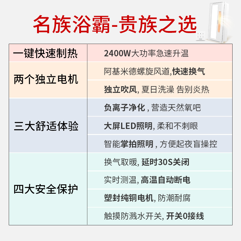 名族MINGZU风暖浴霸集成吊顶排气照明一体卫生间暖风机十大品牌 - 图1