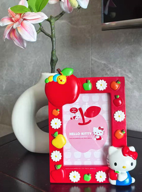 卡通三丽鸥hello kitty红苹果 树脂相框照片框礼品礼物桌面摆台