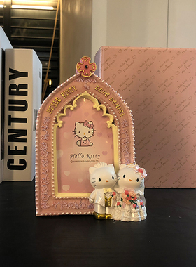 孤品结婚相框5寸三丽鸥KT猫婚庆情人Kitty 十字架树脂相框工艺品