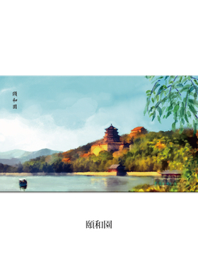 水彩北京手绘原创明信片