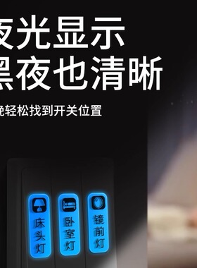 浮雕琉璃，持久蓝夜光开关标识贴
