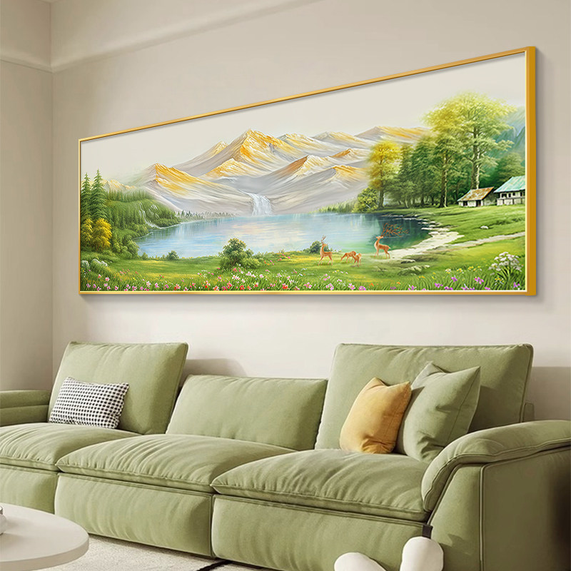 聚宝盆客厅装饰画2026新款沙发背景墙挂画山水油画西墙聚财壁画,淘宝优惠券,粉丝福利购,淘宝优惠卷