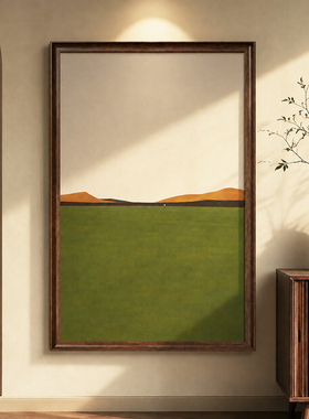 中古风玄关装饰画治愈绿色风景