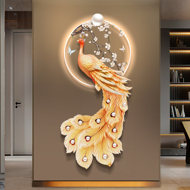 New Chinese style peacock entrance decorative painting light
