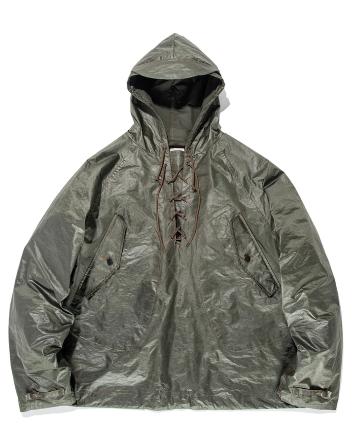 BOW WOW USN RAIN PARKA 23AW 复古亮面海军防雨连帽宽松套头夹克 - 图2