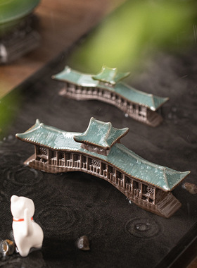 古风建筑陶瓷廊桥石拱桥梁古桥微景观沙盘造景假山鱼缸装饰品摆件