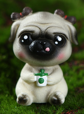 可爱泰迪法斗小狗摆件办公桌招财装饰工位情绪稳定神器治愈系礼物